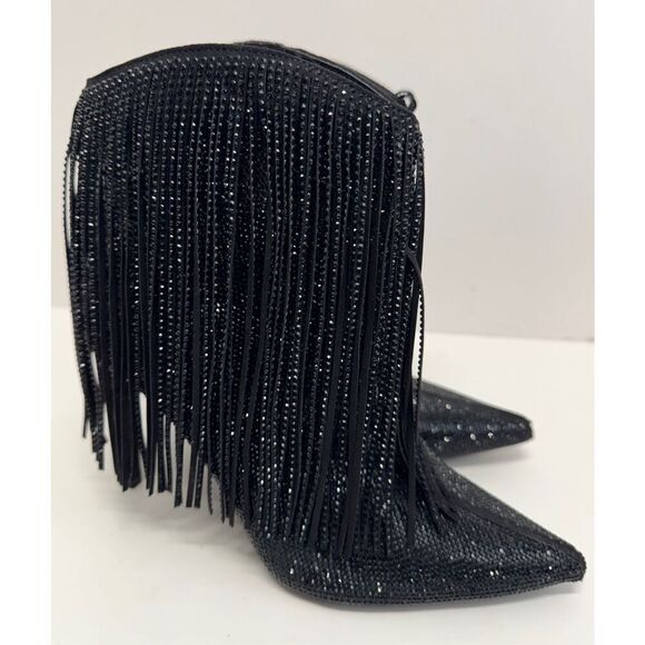 INC Boots Size 5 Black Western Ankle Booties Pointed Toe Evening Shoes NEW - Picture 3 of 11